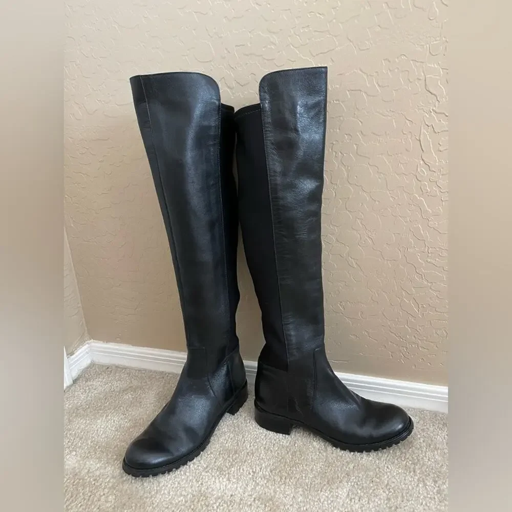 Michael‎ Kors Joanie Black Over the Knee Leather Stretch Boots